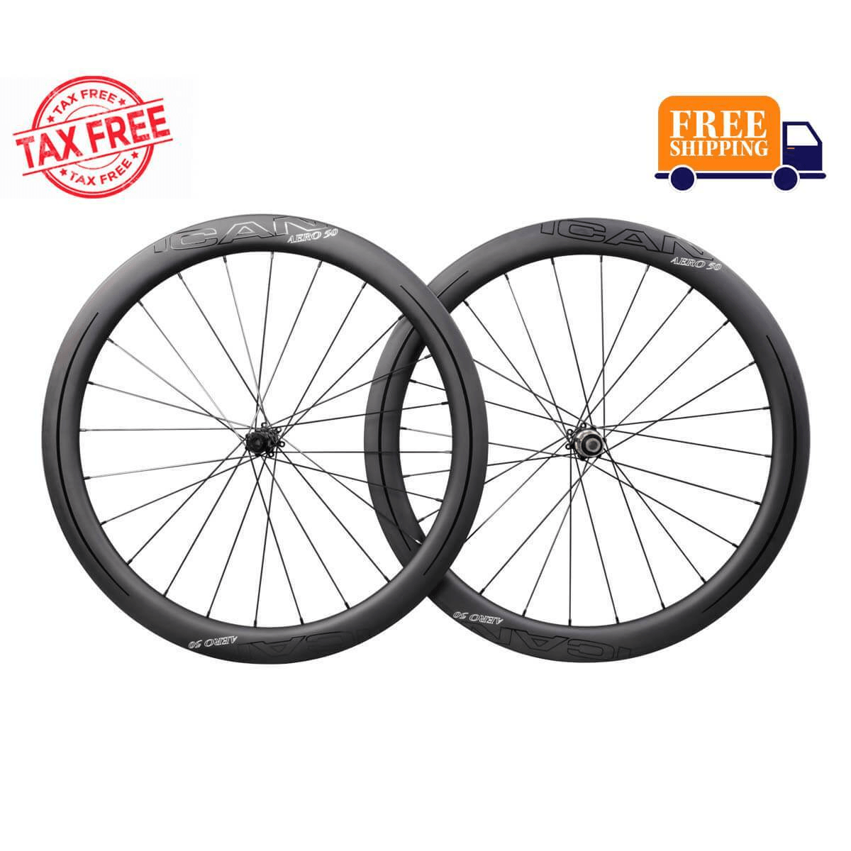 ICAN Carbon Disc Road Bike Wheels AERO 50 Disc